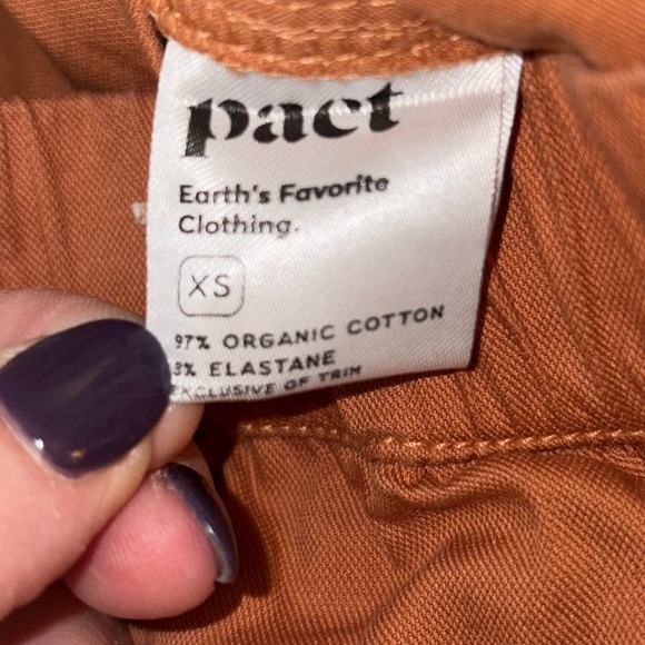 Pact Organic Cotton Straight Leg Drawstring Pants Rust Brown XS Sustainable - Picture 5 of 5